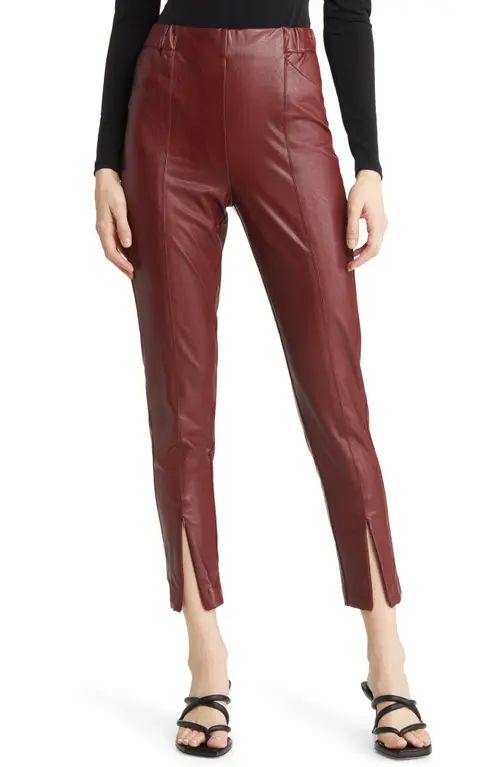 Lulus Way Too Cool High Waist Zip Hem Faux Leather Pants in Burgundy at Nordstrom, Size Medium | Nordstrom