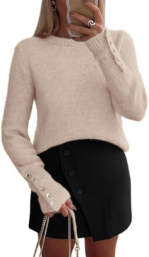 PRETTYGARDEN Fall Sweaters for Women 2025 Cozy Casual Crewneck Pullover Button Long Sleeve Knit T... | Amazon (US)