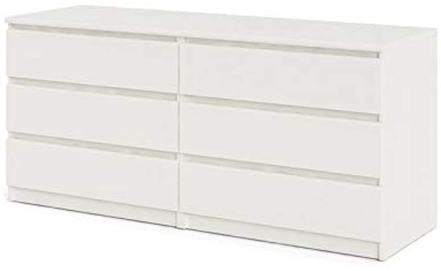Tvilum Scottsdale 6 Drawer Double Dresser, White Wood Grain | Amazon (US)