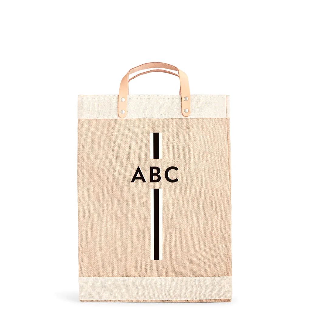 Market Bag in Natural with Black Monogram | Apolis