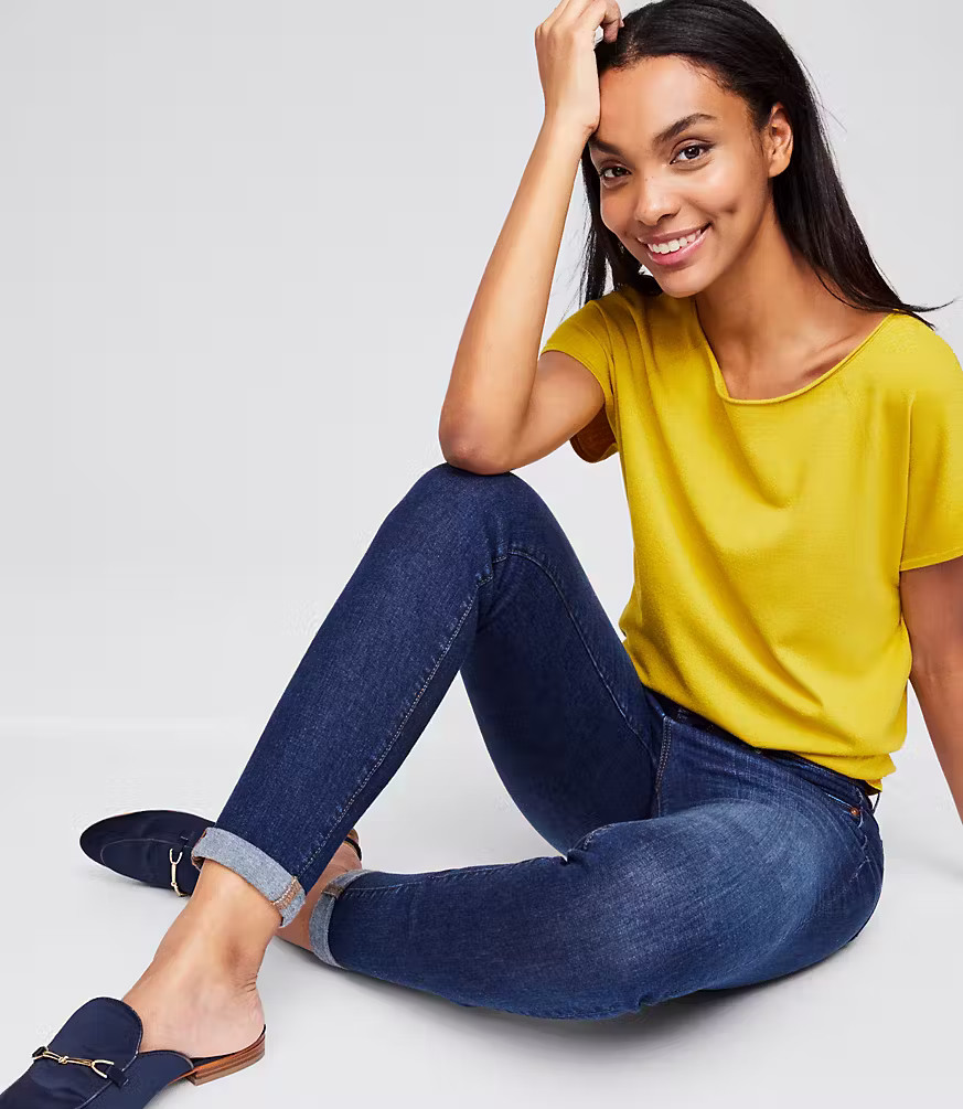 Modern Skinny Crop Jeans in Rich Dark Indigo Wash | LOFT