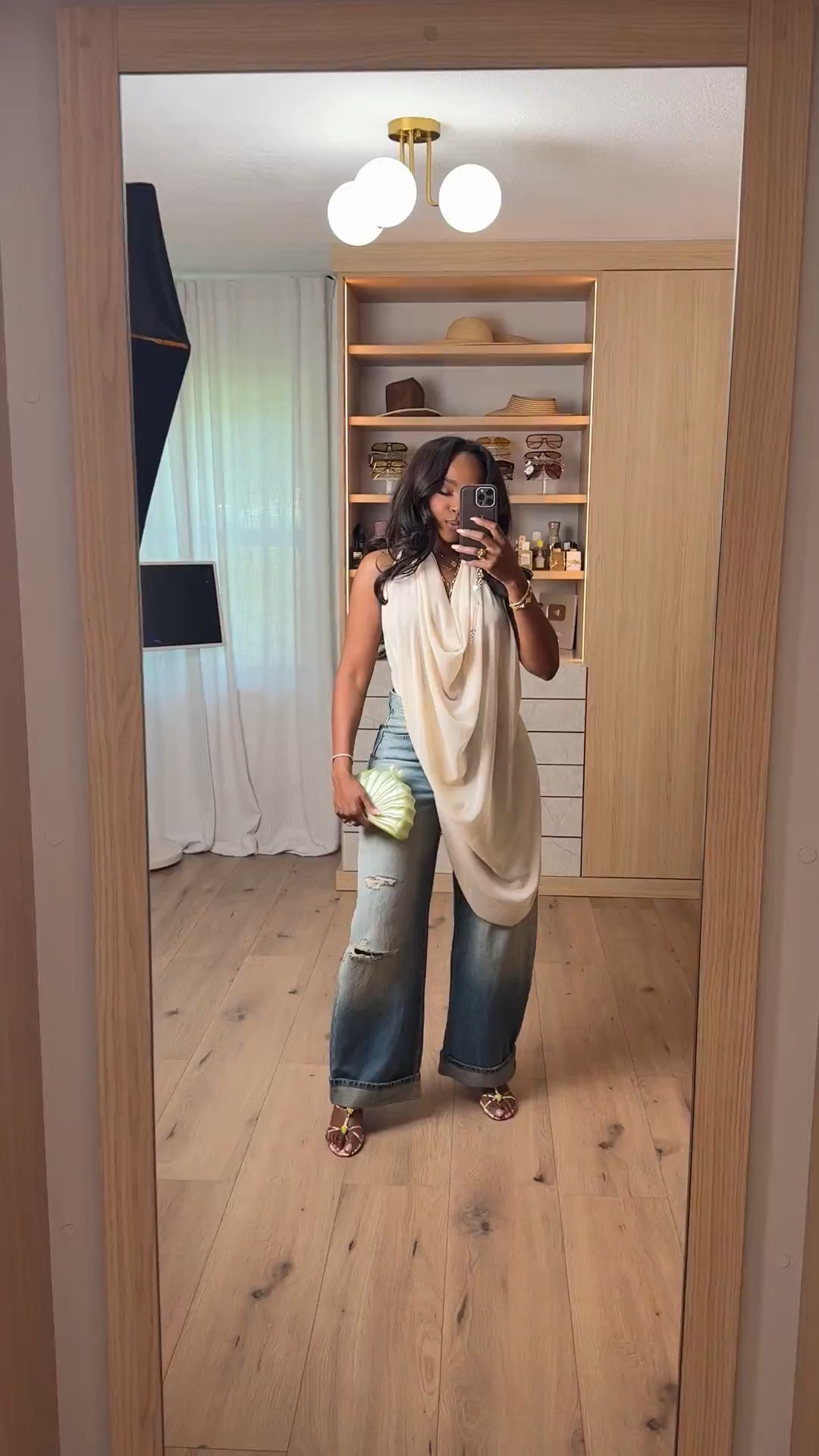 Scroll to shop this relaxed elevated denim look ✨

A draped top paired with wide-leg denim gives that effortless, put-together vibe while still feeling comfortable. These pieces can be styled multiple ways—from casual daytime to chic evenings—keeping your cost per wear low and making it a smart long-term wardrobe staple.

Perfect for brunch, casual outings, travel days, and weekend plans.

📏 Measurements: 5’4”, 140 lbs, 34D bust, 27” waist, 40” hips

Follow me on Instagram and YouTube @kirasfashionfinds

