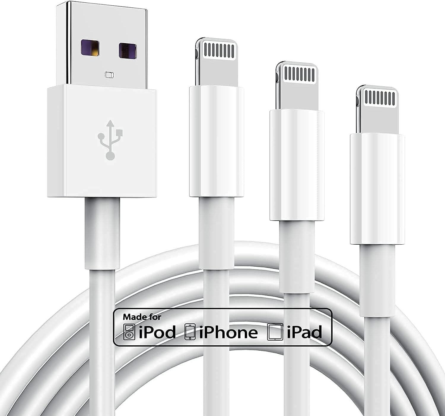 3 Pack Apple MFi Certified iPhone Charger Cable 6ft, Apple Lightning to USB Cable Cord 6 Foot, 2.... | Amazon (US)