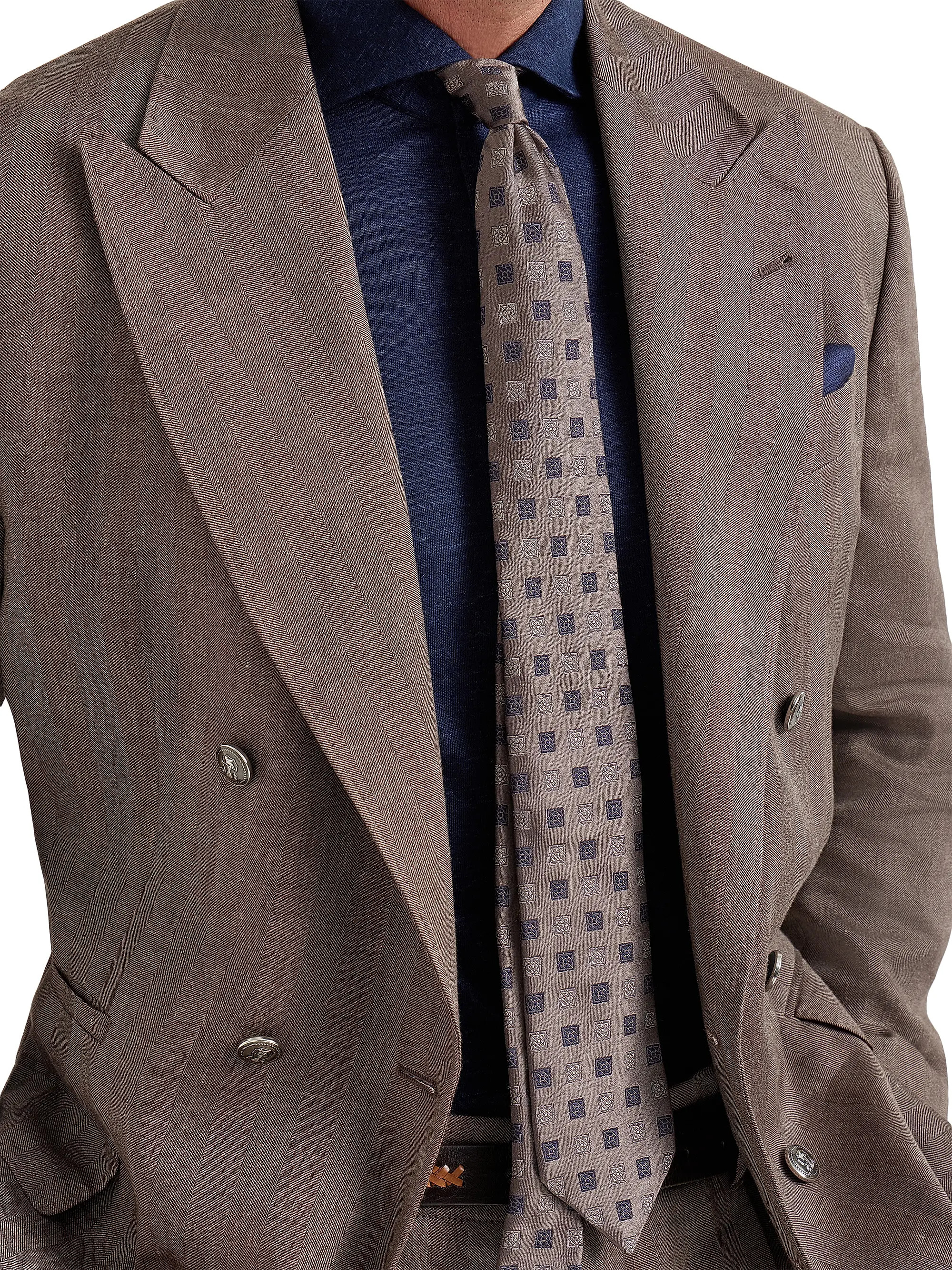 Brunello Cucinelli Silk Tie with Squares Pattern | Saks Fifth Avenue | Saks Fifth Avenue