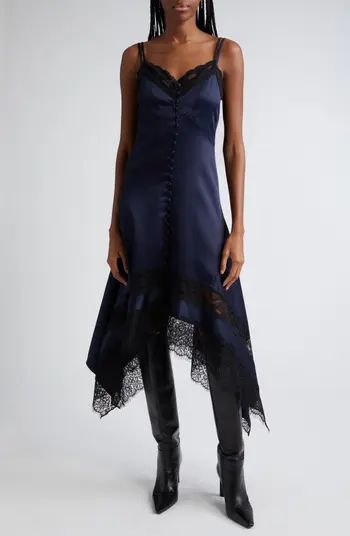 Lace Trim Handkerchief Hem Midi Dress | Nordstrom