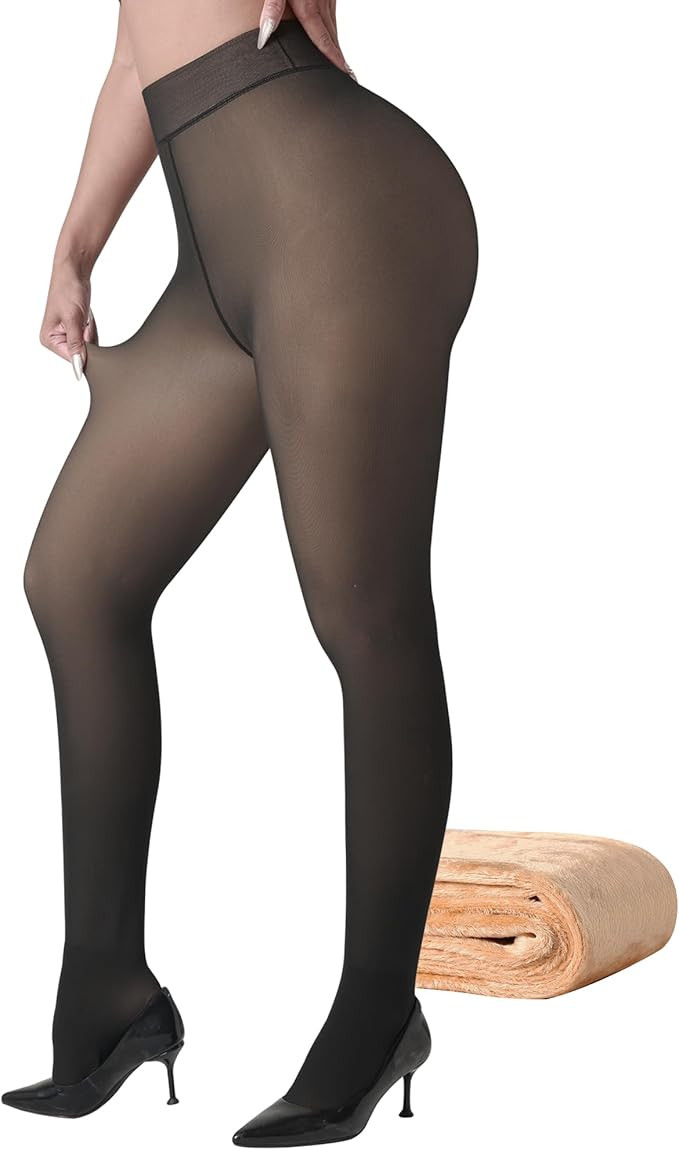 ATHVOTAR Fleece Lined Winter Tights Women - Thermal Warm Opaque Pantyhose Thick Sheer Leggings | Amazon (US)