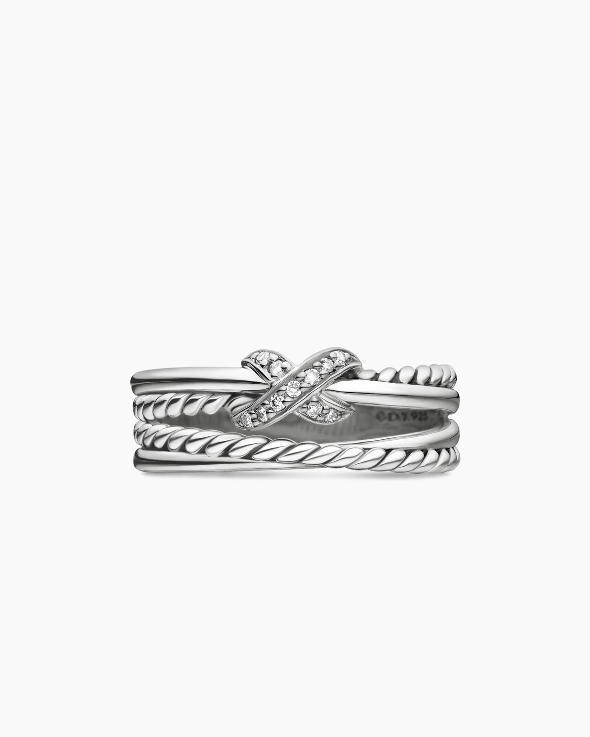 David Yurman | X Crossover Band Ring in Sterling Silver with Diamonds, 6mm | David Yurman