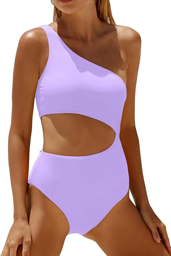 Yonique Women's One Piece Bathing Suit One Shoulder Swimsuit Cutout Swimwear Monokini | Amazon (US)