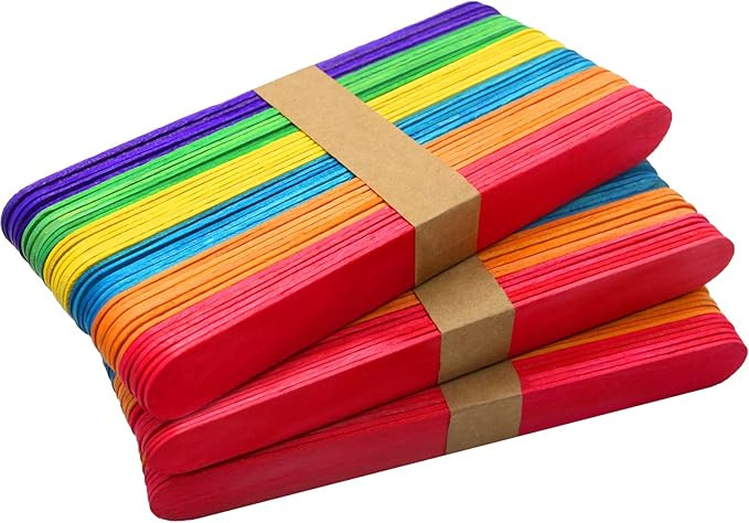 WISYOK 120 Pcs 6” Colored Jumbo Wooden Craft Sticks, Rainbow Wooden Popsicle Sticks, Wide Lolli... | Amazon (US)