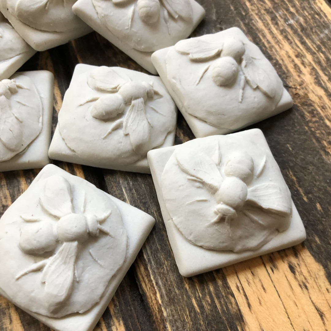 Porcelain "Ivory Bee" Artisan tile-Ivory Tile-Bee Tile-Mosaic Tile-white tileTile-art tile-backsp... | Etsy (US)