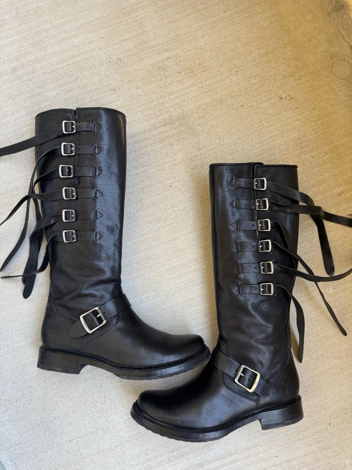 Frye Women’s Black Leather ‘Veronica’ Boots Size 8.5 | eBay US