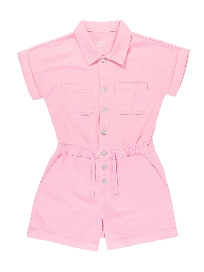 Wonder Nation Girls Denim Romper, Sizes 4-18 | Walmart (US)