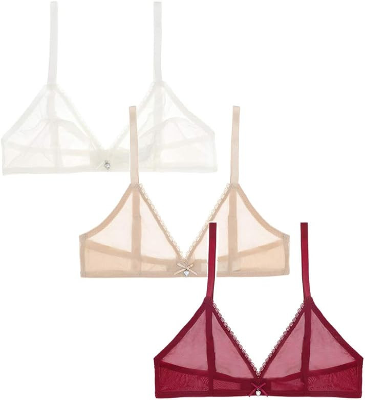 Women Sheer Mesh Transparent Unlined Bra Sexy Wireless Underwear… | Amazon (US)