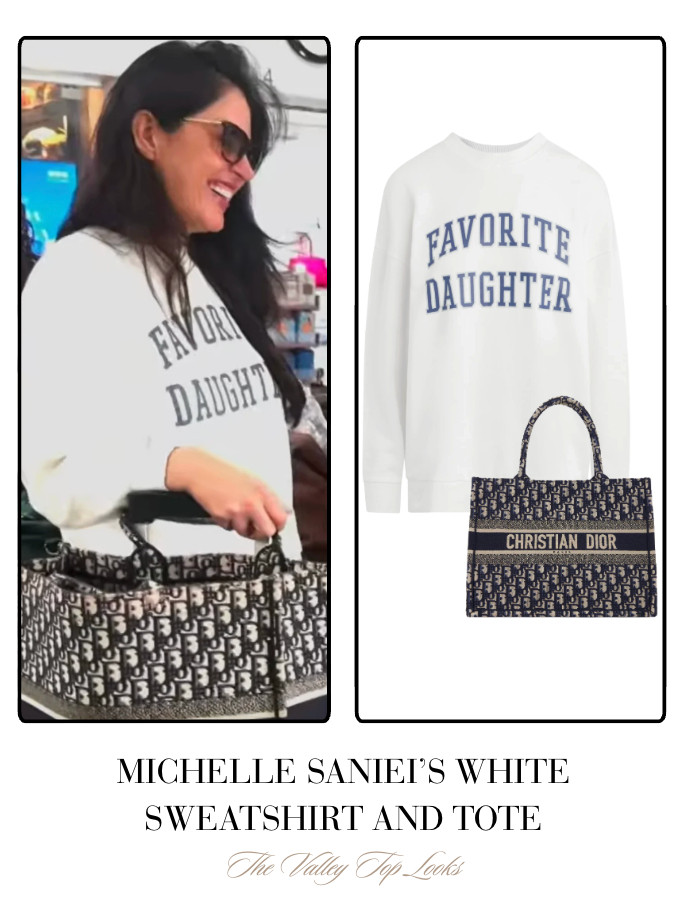 Michelle Saniei's White Sweatshirt and Tote Bag 

 