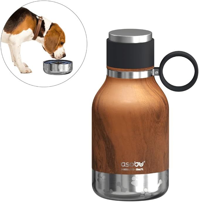 Asobu Dog Bowl Attached to Stainless Steel Insulated Travel Bottle for Human 33 Ounce (Hard Wood)... | Amazon (US)