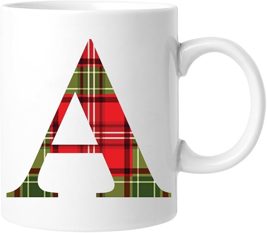 Plaid Alphabet 11 oz Coffee Mug, Letter A | Amazon (US)
