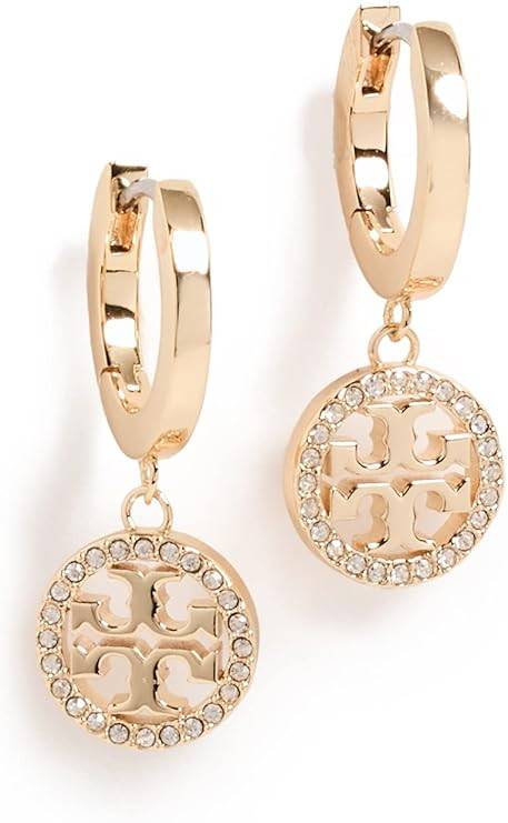 Tory Burch Women's Miller Pave Huggie Hoop Earrings | Amazon (US)