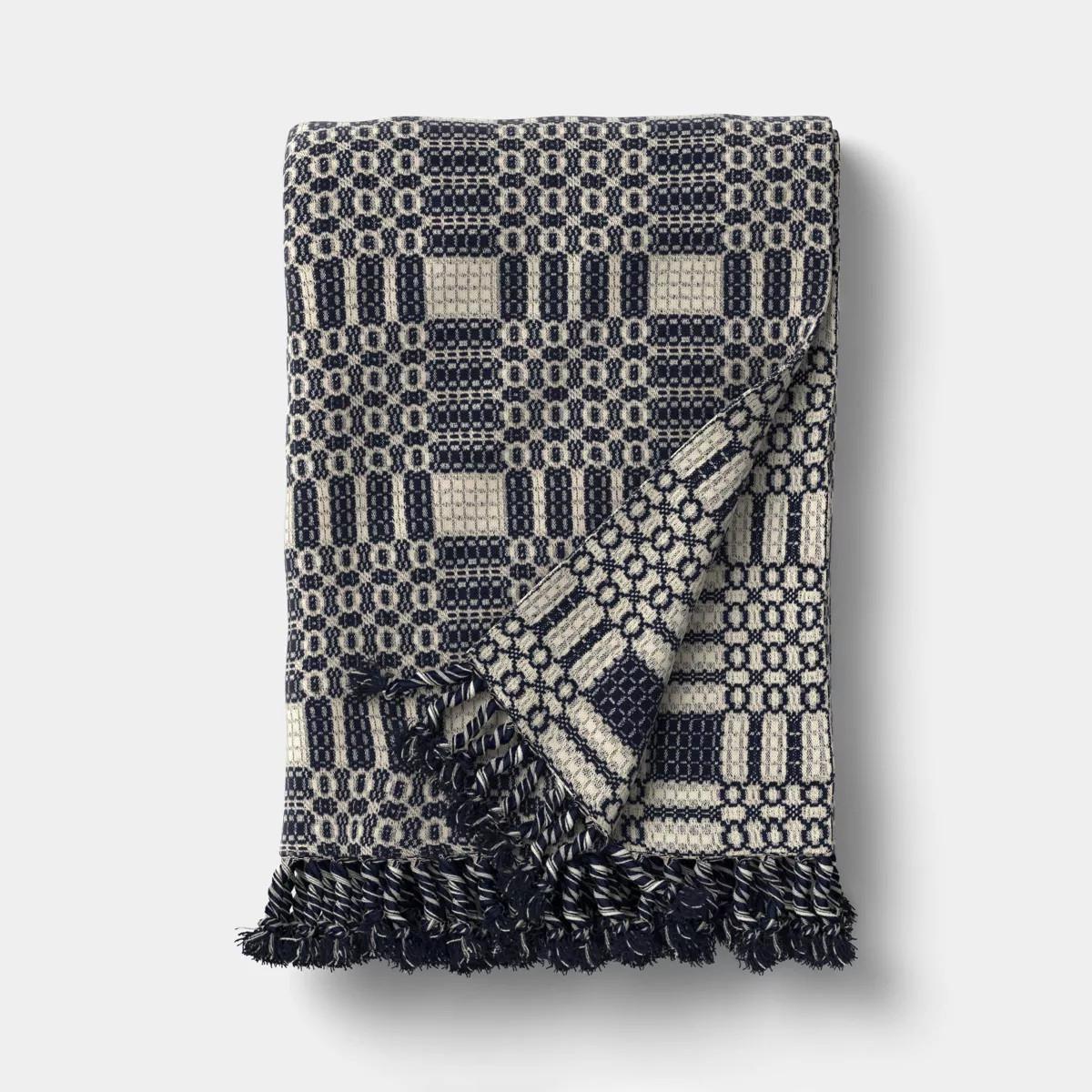 Geo Woven Throw with Tassel Fringe Throw Blanket Blue/Neutral - Threshold™ | Target