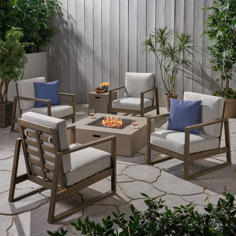 Belgian 6pc Acacia Wood Fire Conversation Set - Christopher Knight Home | Target