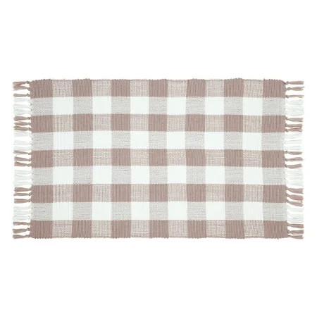 Gingham Fringe Valentine's Day Indoor/Outdoor Layering Rug, Pink and White, 24" x 38", by My Texa... | Walmart (US)