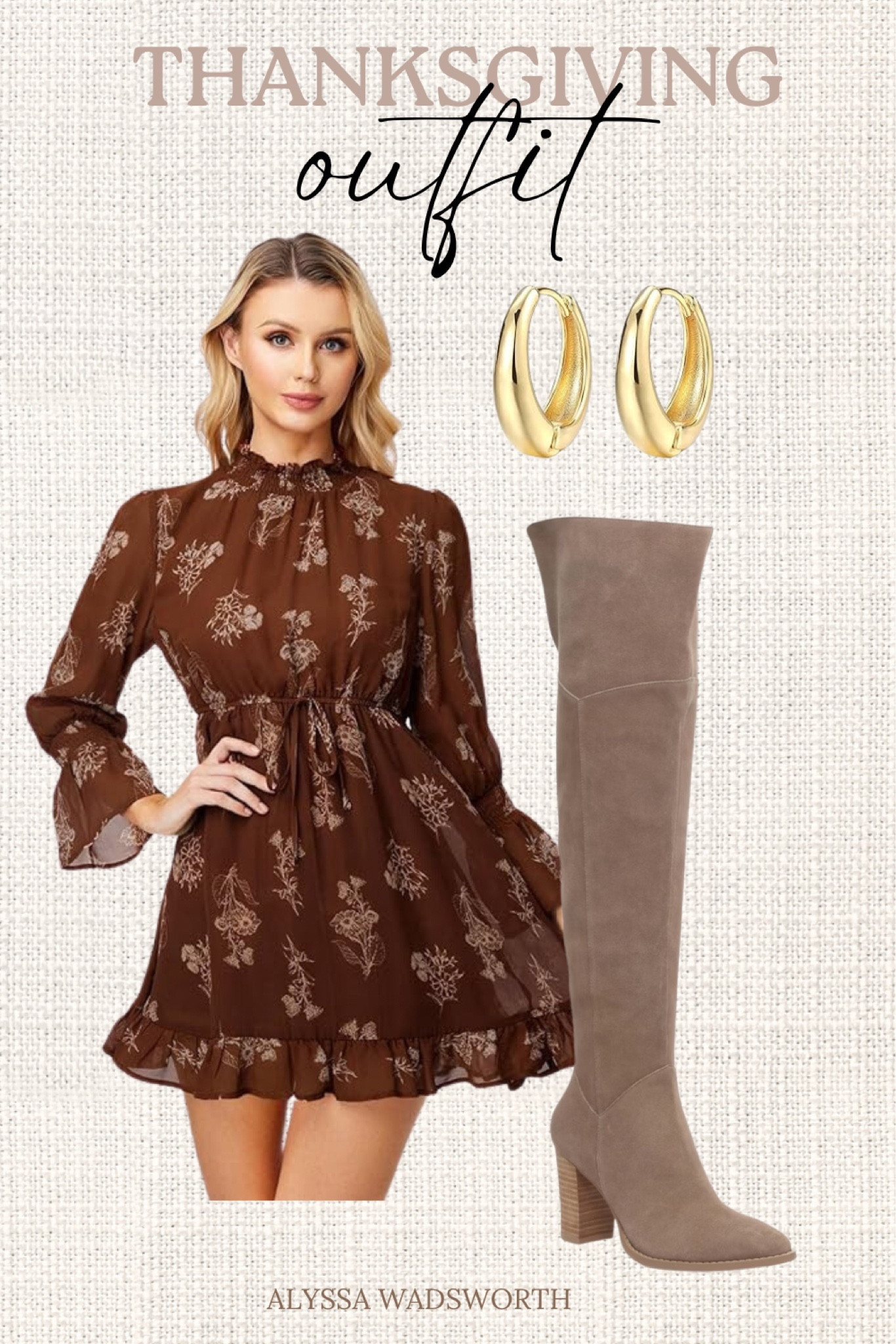 Amazon thanksgiving outfits. Family photo outfit. Fall outfit. Fall dresses. Holiday dress. Knee high boots.  Amazon fashion. Amazon finds. Gold hoop earrings. 

#LTKfindsunder100 #LTKstyletip #LTKHoliday