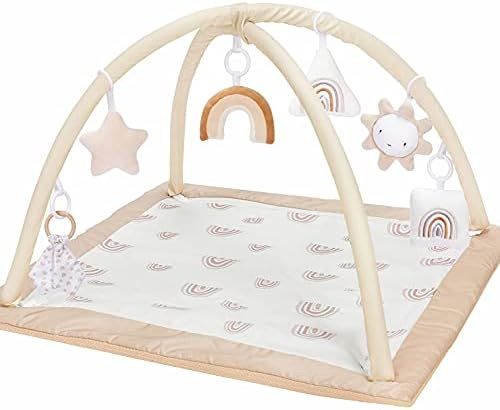 Washable Baby Gym Activity Center with Play Mat, Rainbow Early Development Playmats, 6 Toys for I... | Amazon (US)