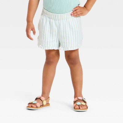 Toddler Girls' Striped Twill Shorts - Cat & Jack™ Blue 12M | Target