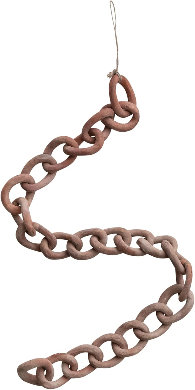 Creative Co-Op Long Handmade Terra-Cotta Chain Decor, Distressed Finish | Amazon (US)