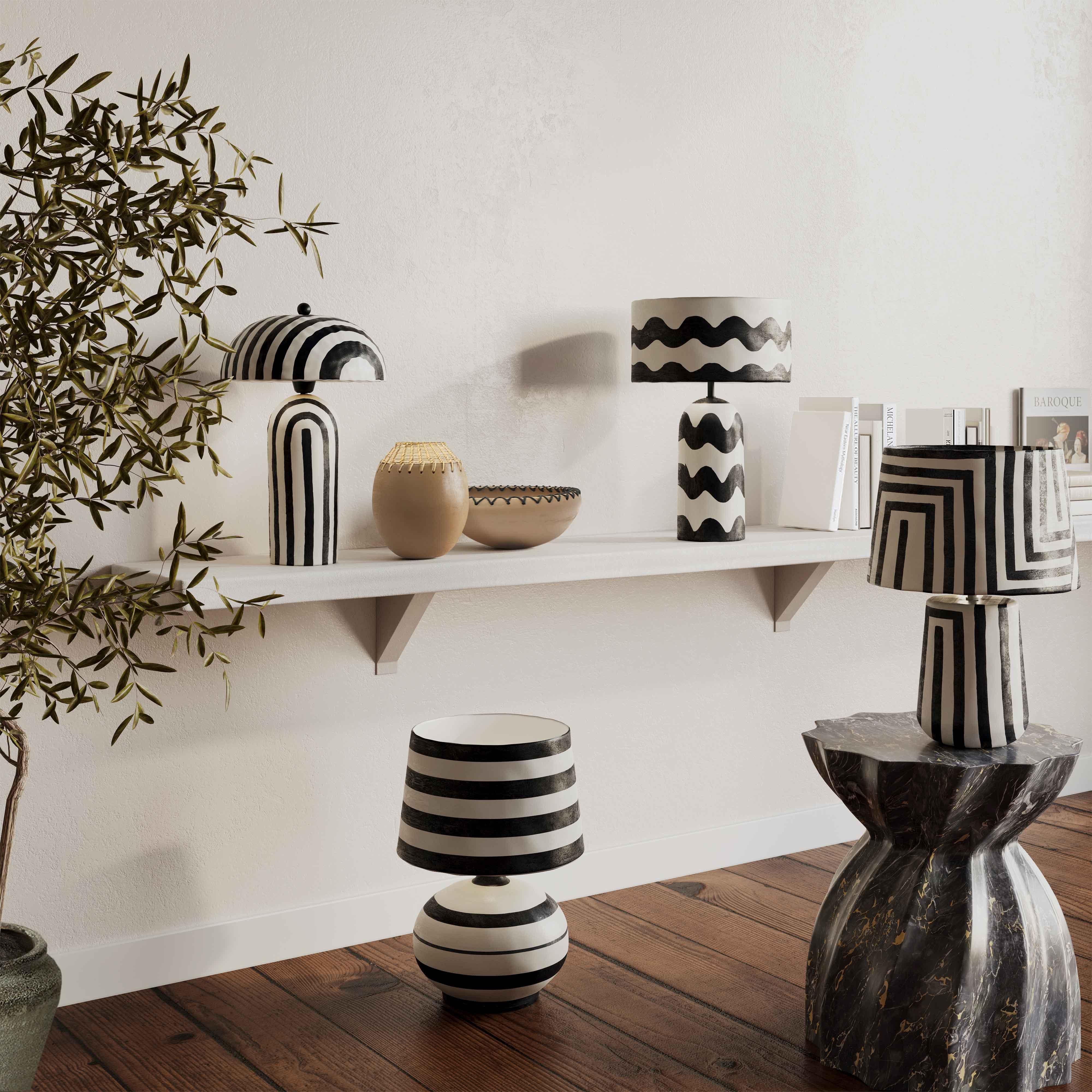 Maiori Striped Papier Mache Table Lamp | TOV Furniture