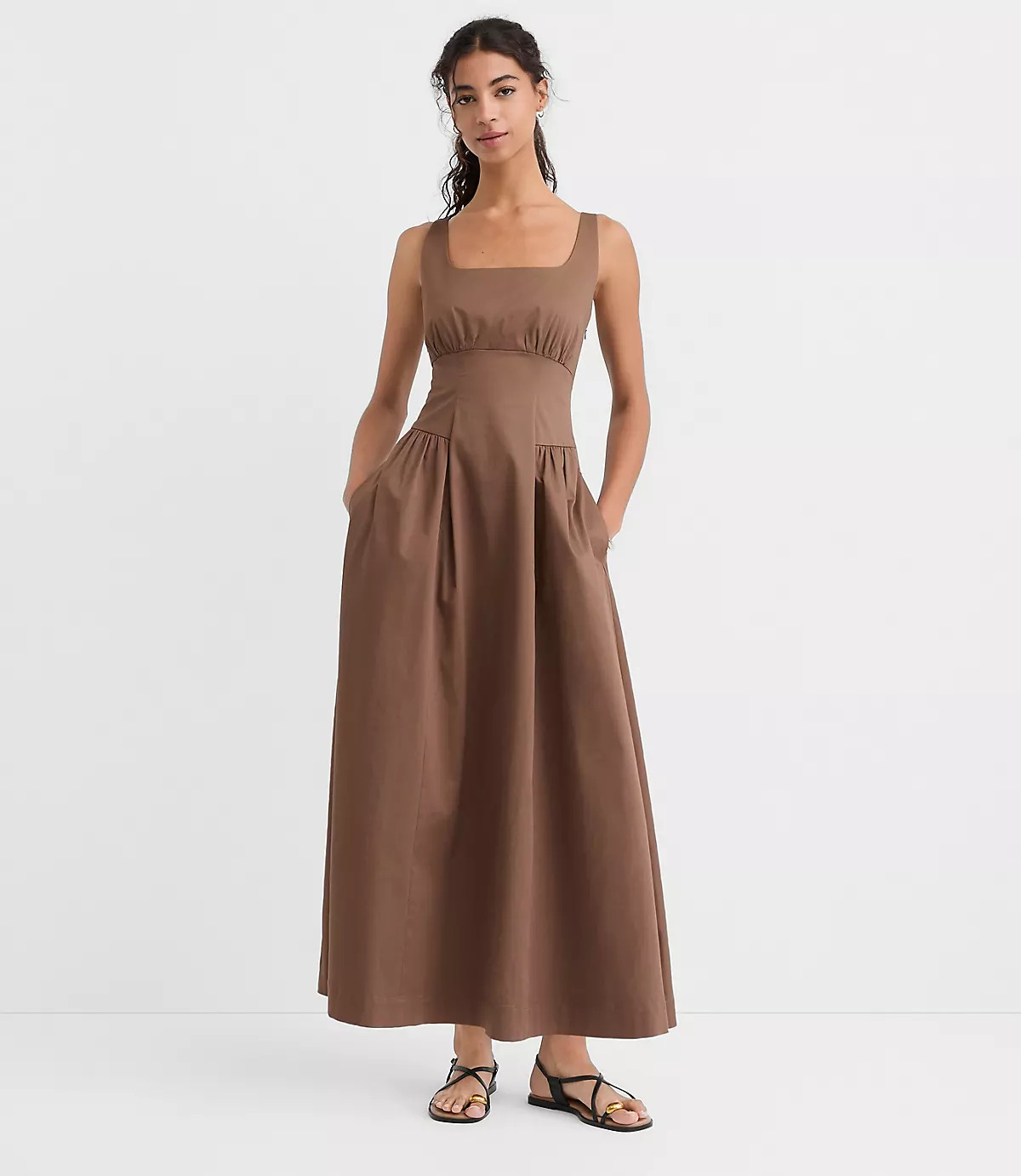 Seamed Waist Midi Pocket Dress | LOFT