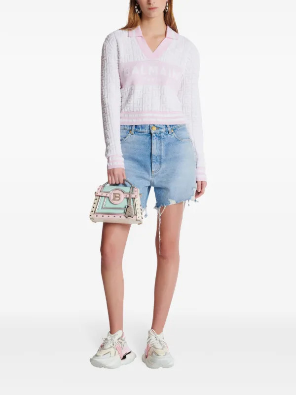 Balmain PB monogram-jacquard Polo Shirt | Pink | FARFETCH | Farfetch Global