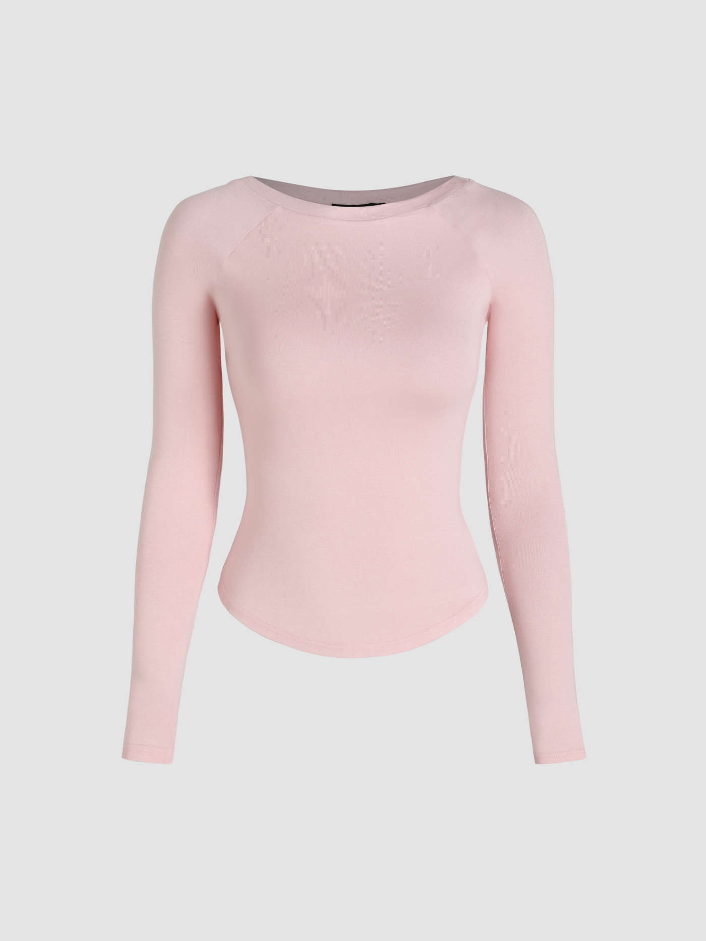 Office Siren Cute Tops Knit Fabric Round Neckline Solid Long Sleeve Tee For Daily Casual Outdoor | Cider