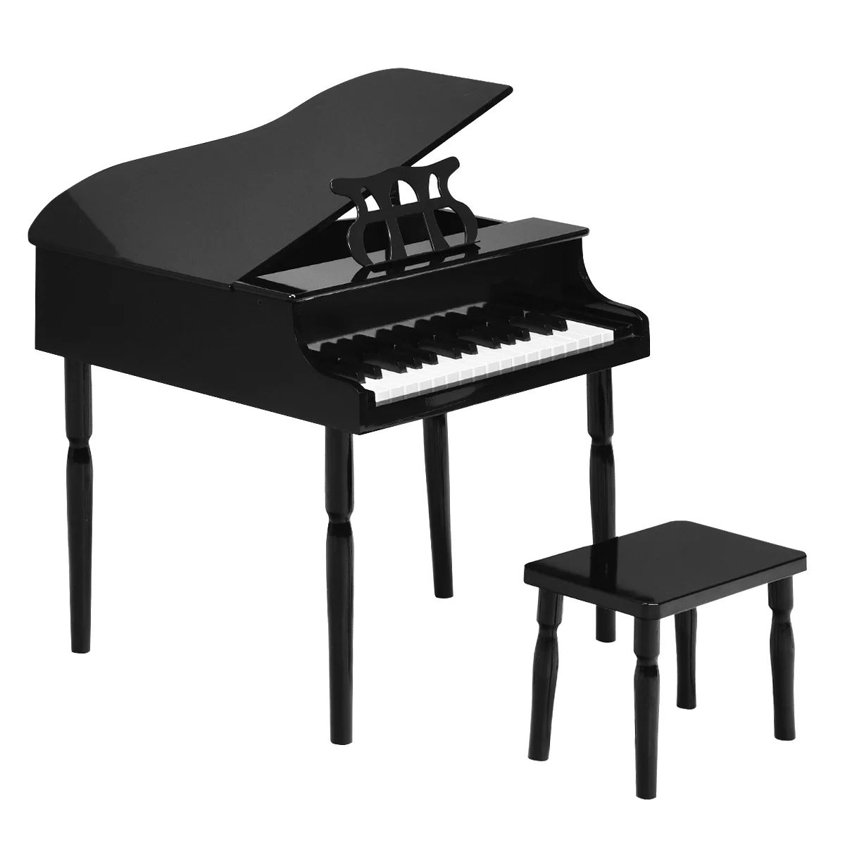 Costway 30-Key Classic Baby Grand Piano Toddler Toy Wood w/ Bench & Music Rack Black | Walmart (US)