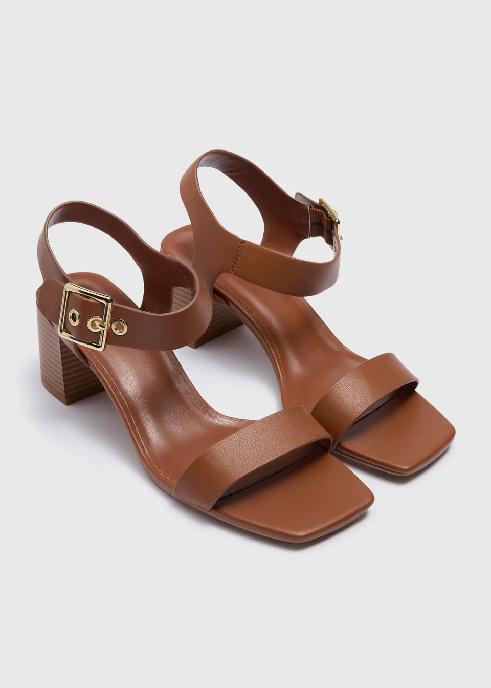 Tan Buckle Strap Block Heel | Matalan (UK)