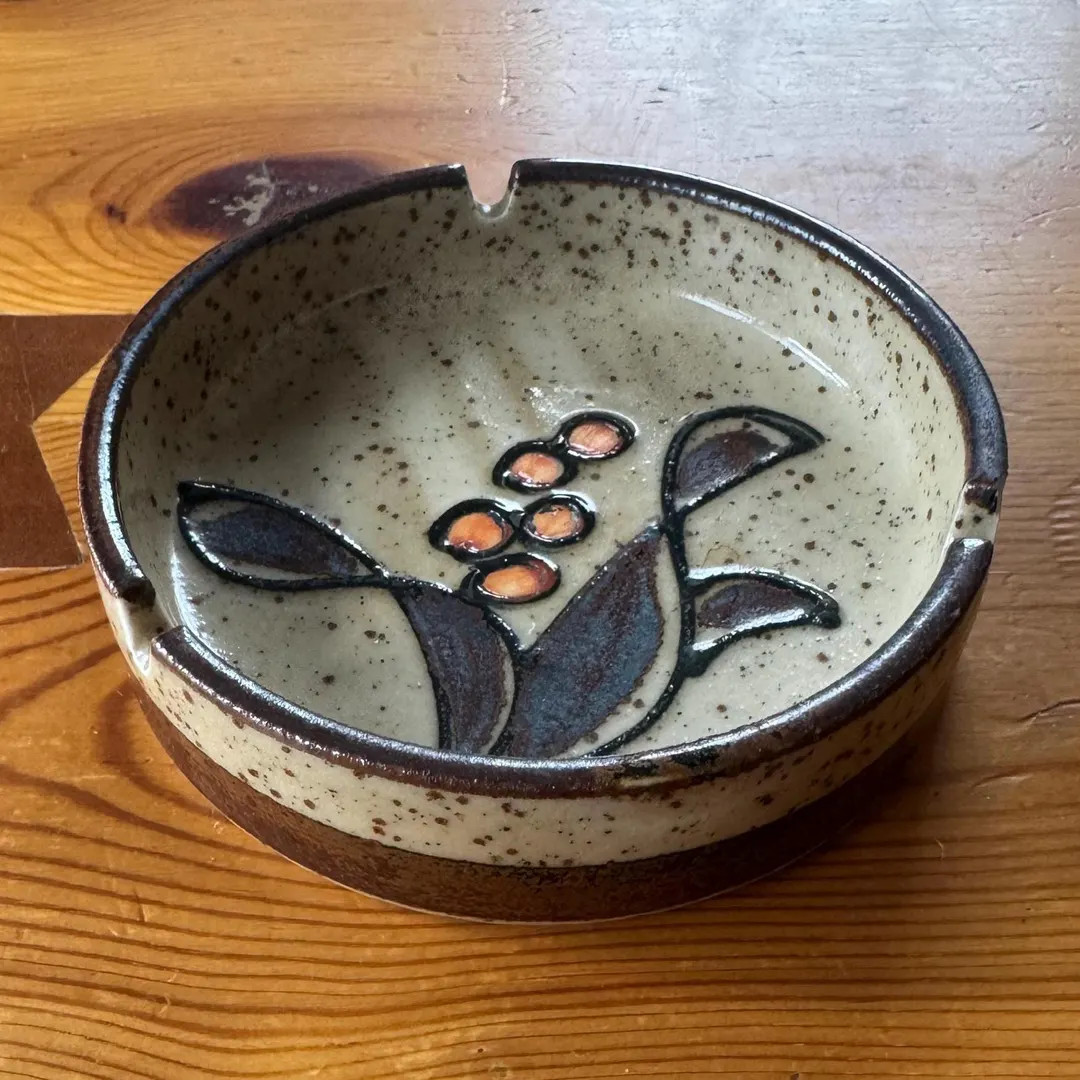 Vintage Studio Pottery Ashtray | Berry Branch Motif | Speckled Stoneware Ceramic Catch-All Dish | Etsy (US)