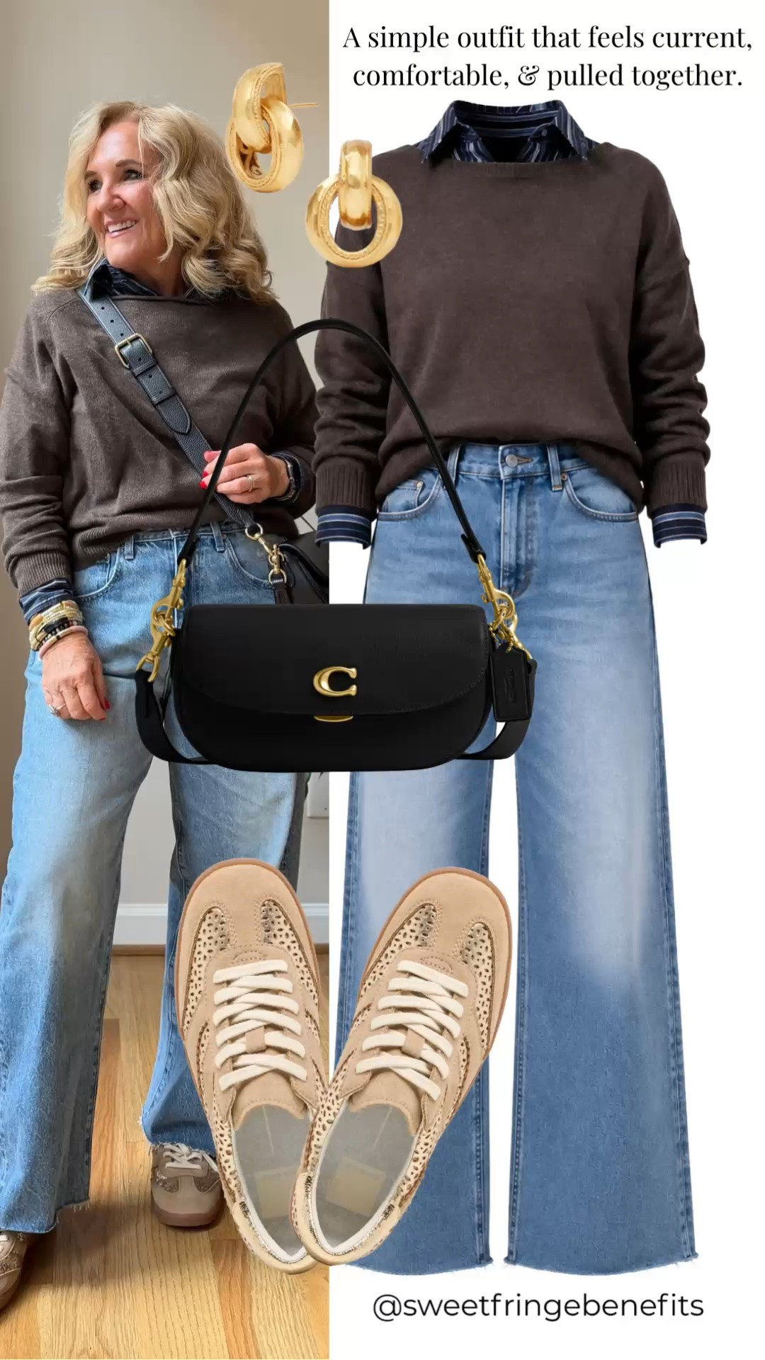 This chocolate brown sweater is a simple way to make jeans feel current and pulled together. Paired with relaxed straight-leg denim, neutral sneakers, and a black crossbody, it’s an easy everyday outfit with plenty of comfort.

💡 LTK MADE EASY
❤️ Heart = Support my posts!
🔖 Save = Get sale & restock alerts
📋 Lists = Keep favorites organized
📲 Share = Send lists and products to a friend. Hello, Christmas List!
💬 Comment = Ask me anything about what I'm wearing.:-)

#LTKootd #LTKTravel #LTKOver40