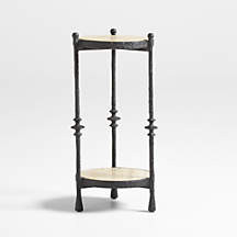 Estate Travertine and Metal Drink Table with Shelf by Jake Arnold + Reviews | Crate & Barrel | Crate & Barrel