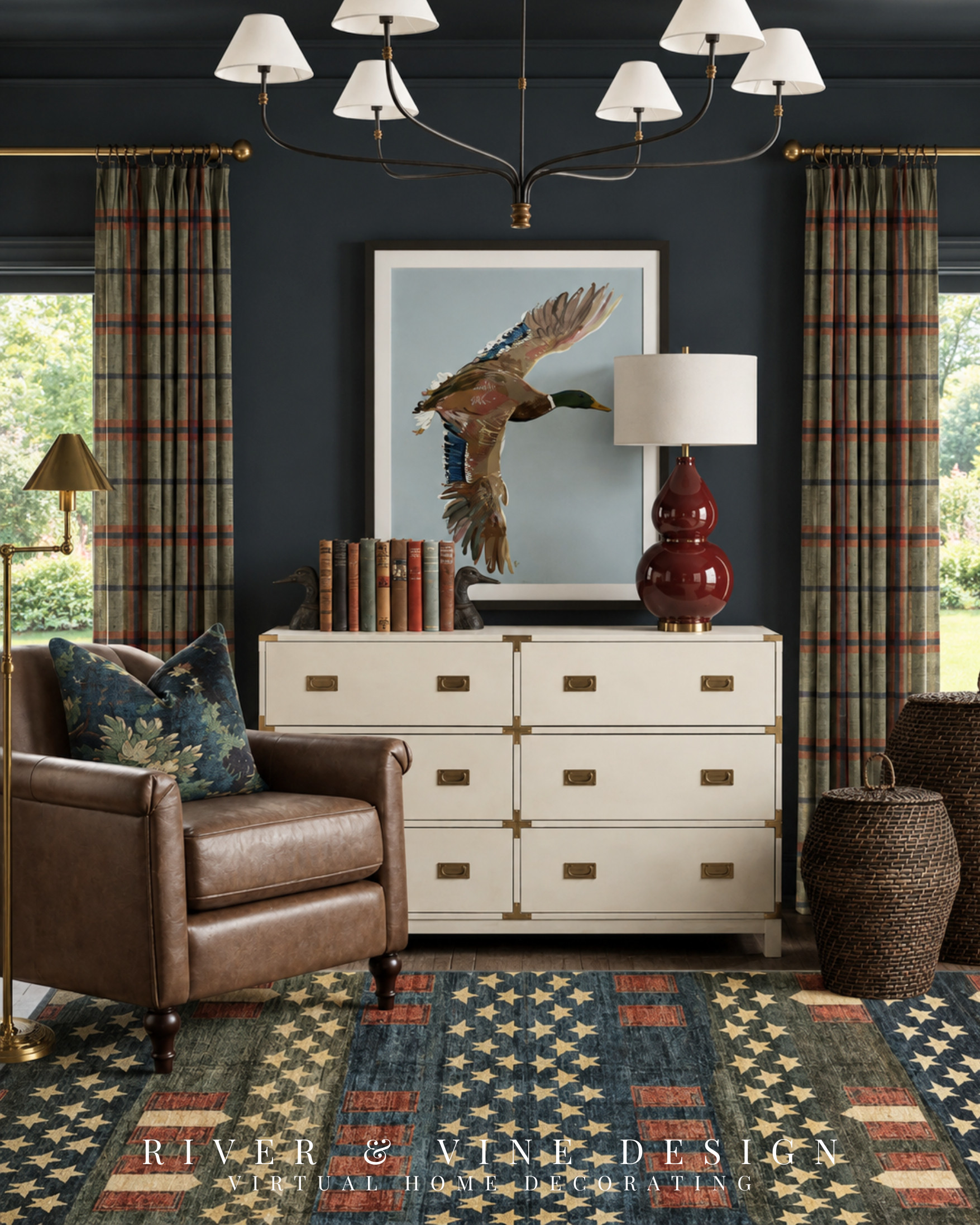 If your room has several colors and finishes that almost work together, don’t start removing them. Add one piece that connects them.

The rug is doing the hidden work in this room. Its navy, rust, cream and olive repeat the colors found in the curtains, artwork, leather chair and lamp—making pieces that weren’t purchased as a matching set feel like they belong together.

This is one of the easiest ways to rescue a room that feels disconnected: find a patterned rug, fabric or piece of art that contains at least three colors already in the space. It becomes the bridge, so you can mix more confidently without making the room feel chaotic.

Tap to see the complete product edit and the pieces that build this collected look.

heritage inspired bedroom decor, collected traditional interior, campaign style dresser, traditional leather chair, navy and rust area rug, plaid curtain ideas, classic boys bedroom, equestrian home decor

I may receive a commission from purchases made through my links.
 

 #LTKHome