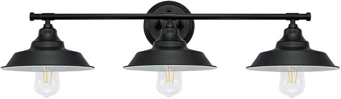 Longwind 3 Lights Wall Light Fixture, Industrial Vanity Light Mate Black Bathroom Wall Sconce | Amazon (US)