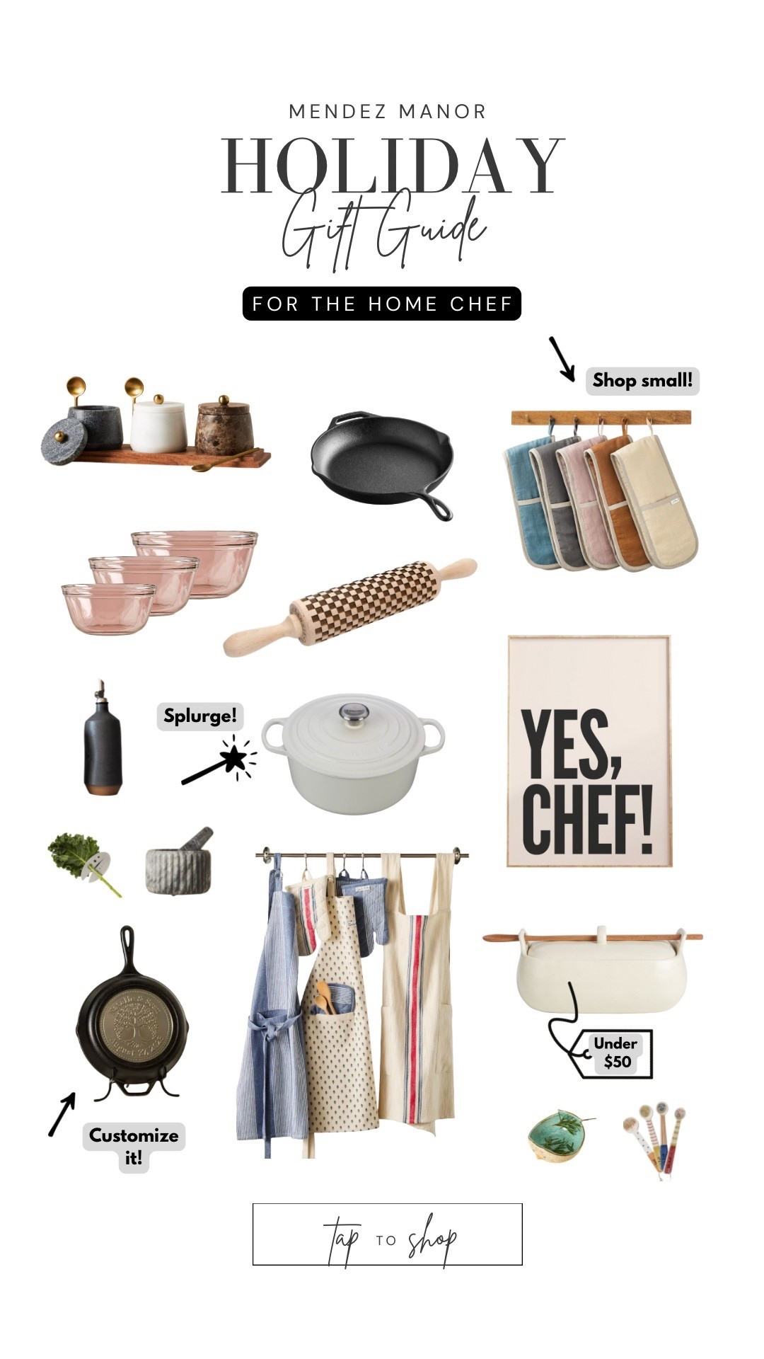 Gift guide filled with thoughtful gifts and stocking stuffers for the home chef. 

#apron #skillet #pan #dutchoven

#LTKGiftGuide #LTKHoliday #LTKHome