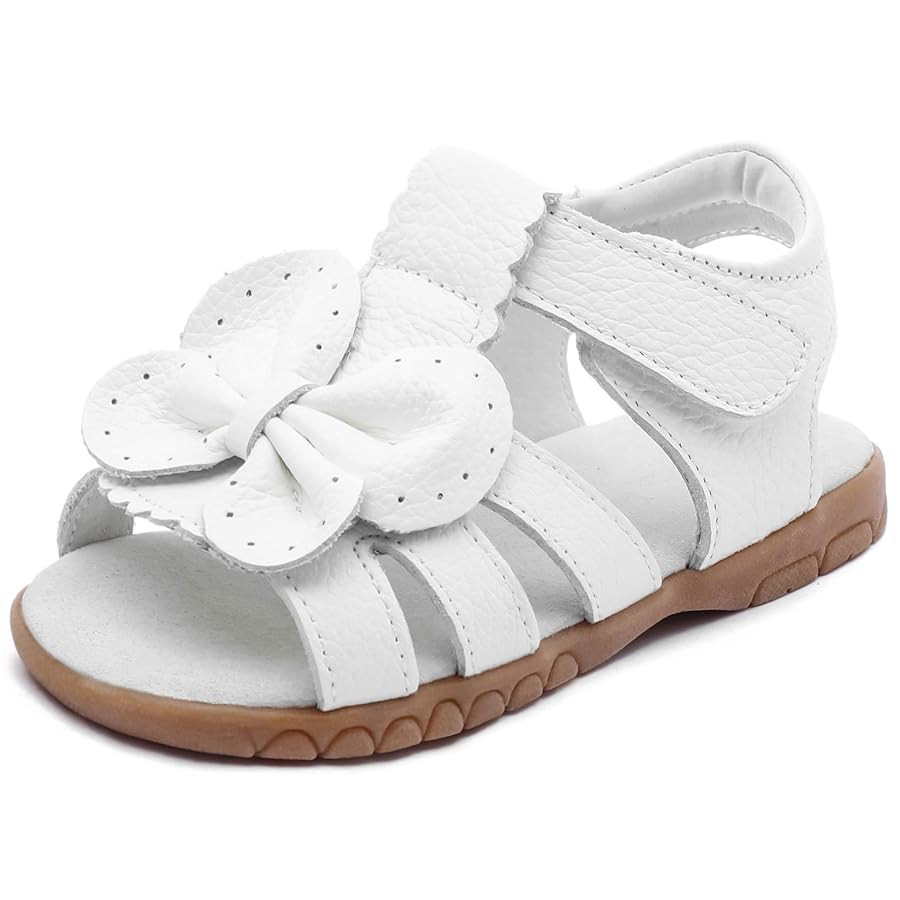 Femizee Girls Genuine Leather Soft Closed Toe Princess Flat Shoes Summer Sandals(Toddler/Little K... | Amazon (US)