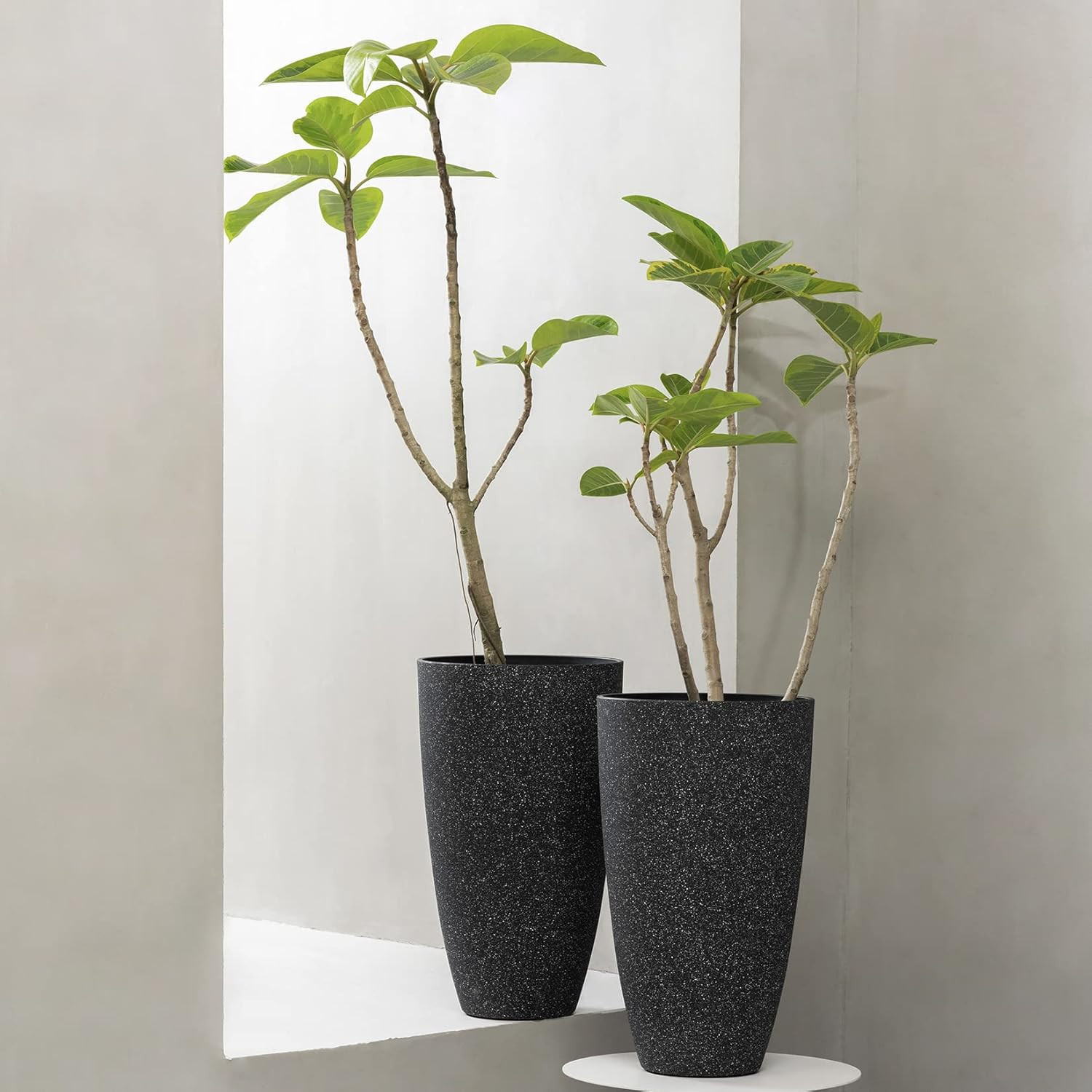 La Jolie Muse Tall Planters Outdoor Indoor - Specked Black Flower Plant Pots, 20 inch Set of 2 | Amazon (US)
