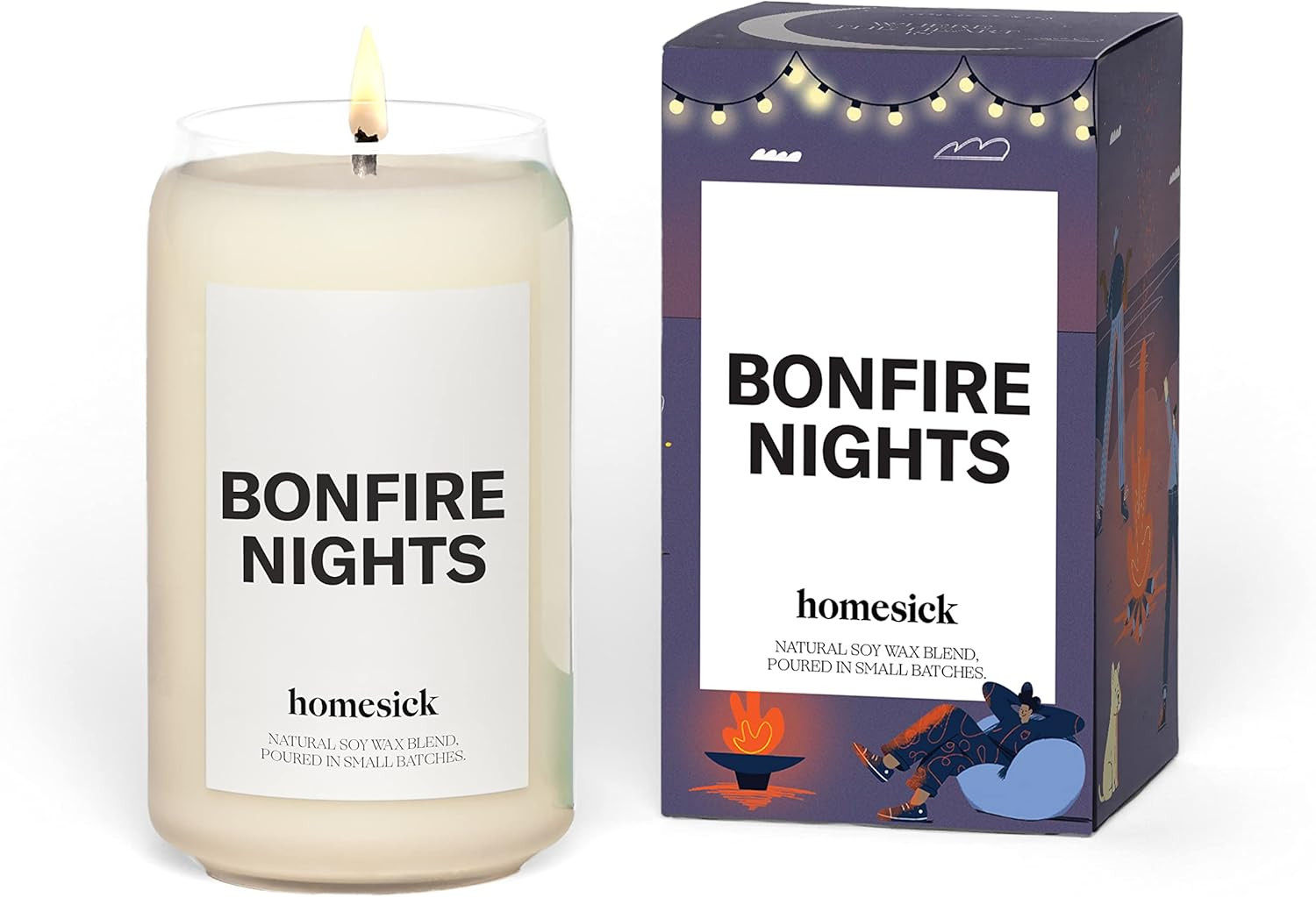 Homesick Premium Scented Candle, Bonfire Nights - Scents of Smoked Embers, Palo Santo, Vanilla, 1... | Amazon (US)