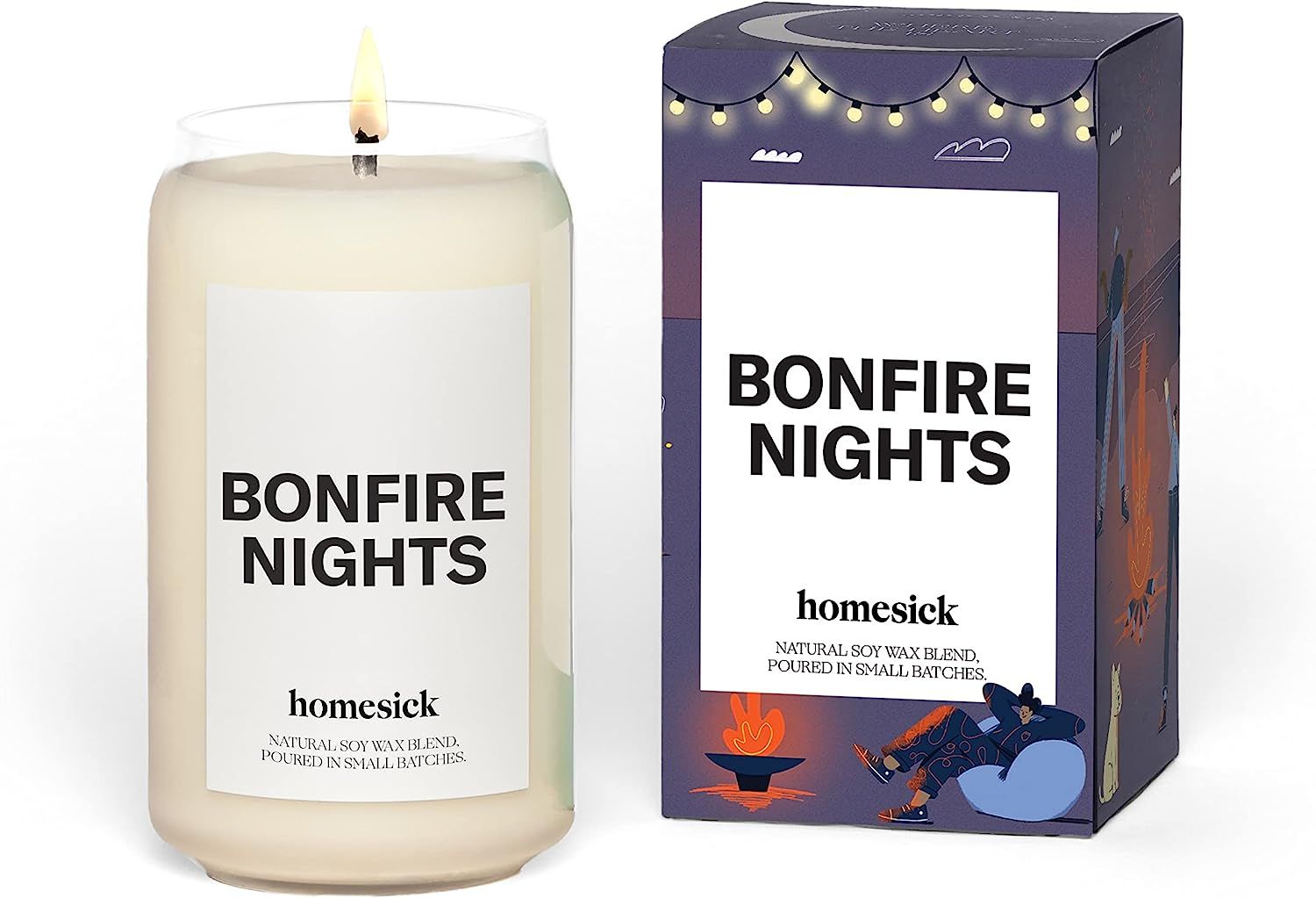 Homesick Premium Scented Candle, Bonfire Nights - Scents of Smoked Embers, Palo Santo, Vanilla, 1... | Amazon (US)