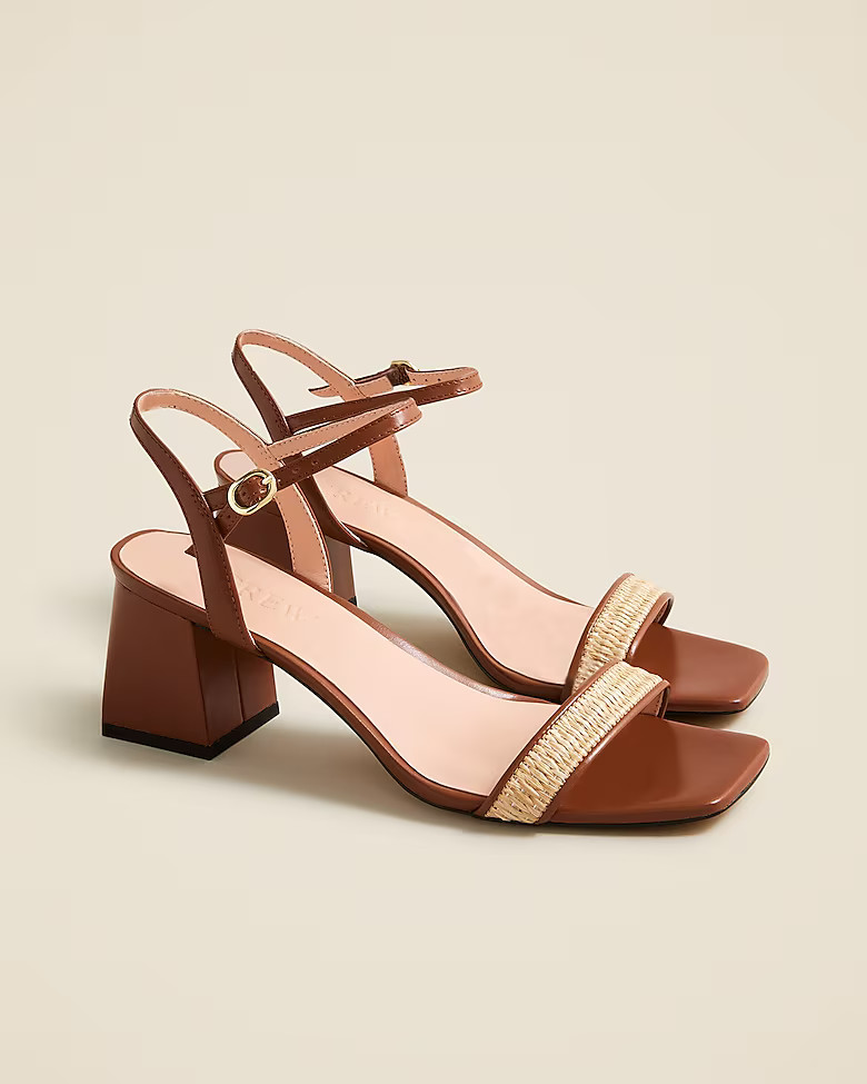 Layne ankle-strap heels in raffia | J. Crew US