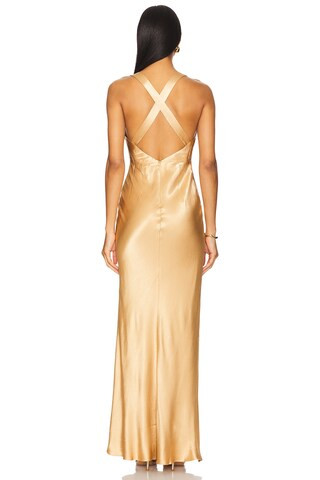 Oliviera Plunged Cross Back Maxi Dress in Taffy | Revolve Clothing (Global)