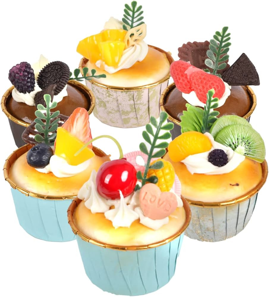 Fake Cupcakes Decor - 6 Pcs Realistic Artificial Simulation Cake Fridge Magnet Assorted Faux Fake... | Amazon (US)