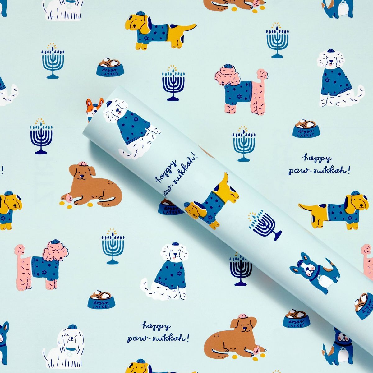 50 sq ft 'Happy Pawnukkah' Hanukkah Gift Wrap - Spritz™ | Target