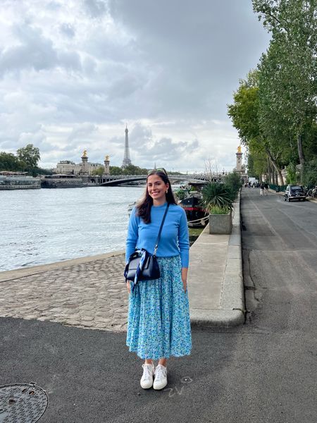 Paris, France, white sneakers, white leather shoes, floral dress, Liberty print, midi dress, cashmere sweater, walking outfit, travel outfit, summer outfit, layering, layers

#LTKtravel #LTKSeasonal #LTKstyletip