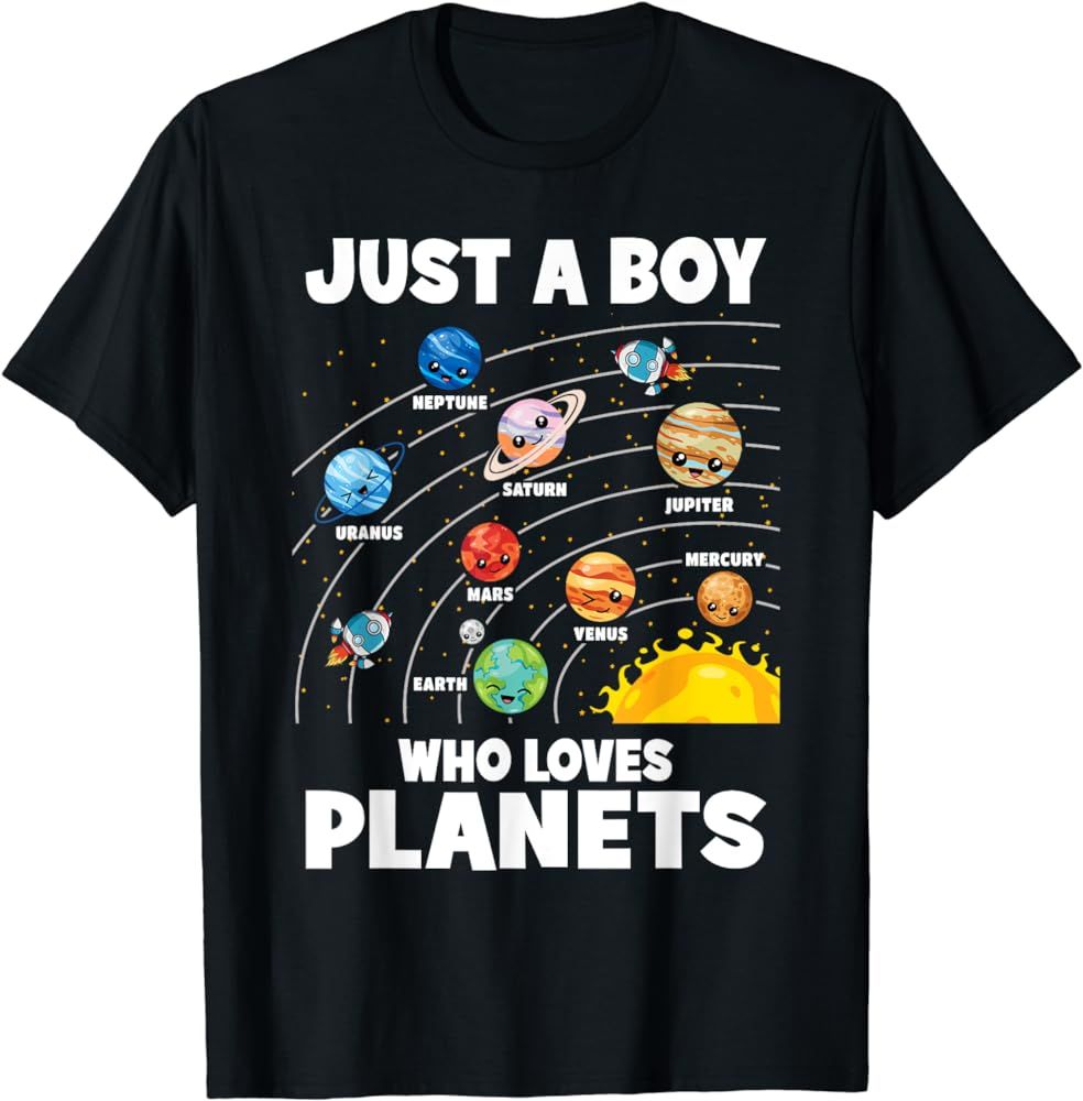 Just A Boy Who Loves Planets Solar System Astrology Space T-Shirt | Amazon (US)